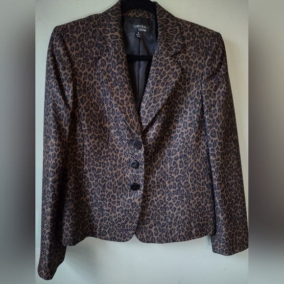 BRAND NEW Collections by LeSuit Leopard Print Textured Blazer - Picture 1 of 4